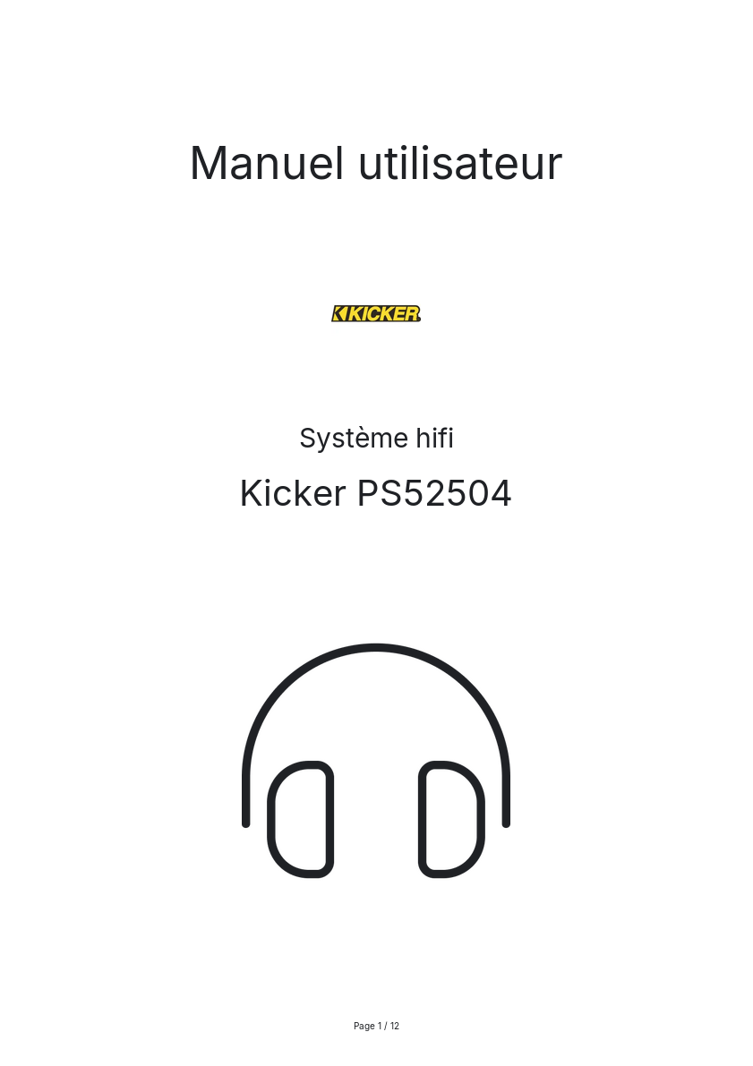 Page n°1 - Manuel utilisateur Kicker PS52504