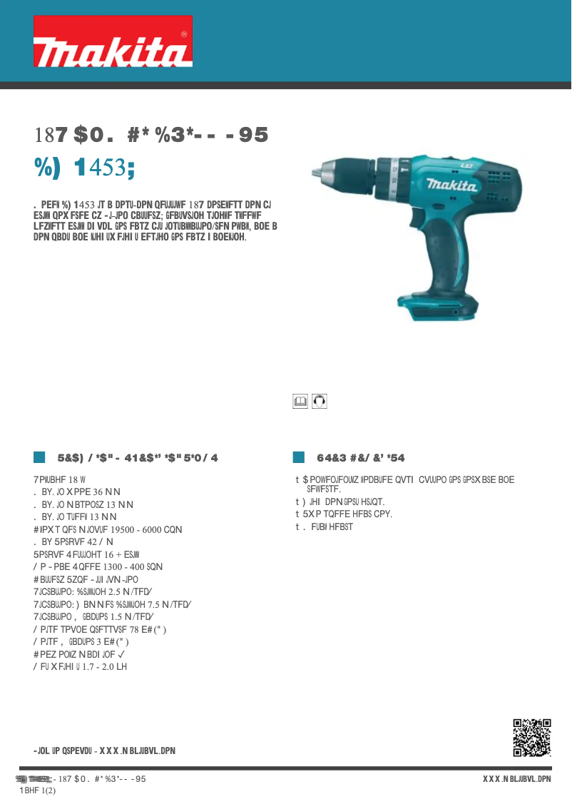 Page 1 de la notice Fiche technique Makita DHP453Z