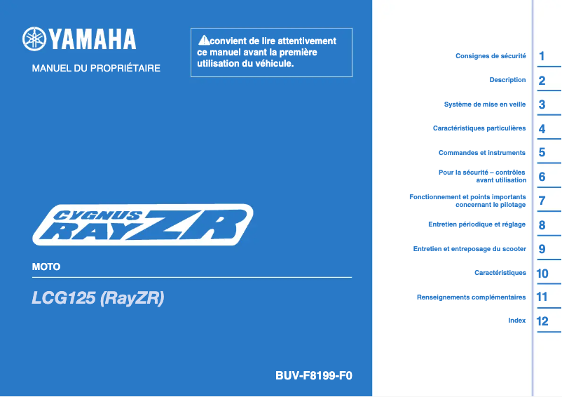 Page n°1 - Manuel utilisateur Yamaha RAYZR (2024)