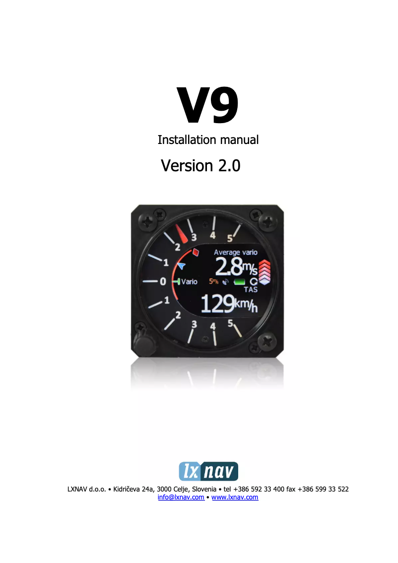 Image de la première page du manuel de l'appareil V9