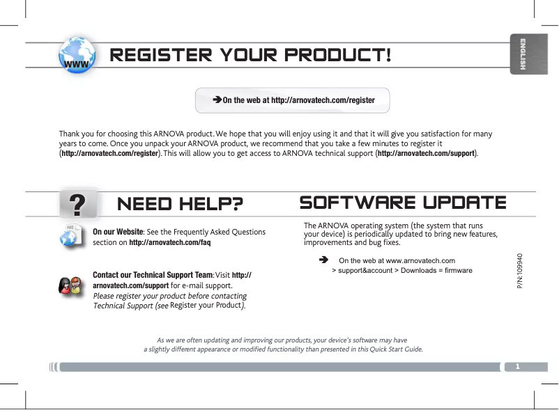 Page n°1 - Manuel utilisateur Arnova 7c G2