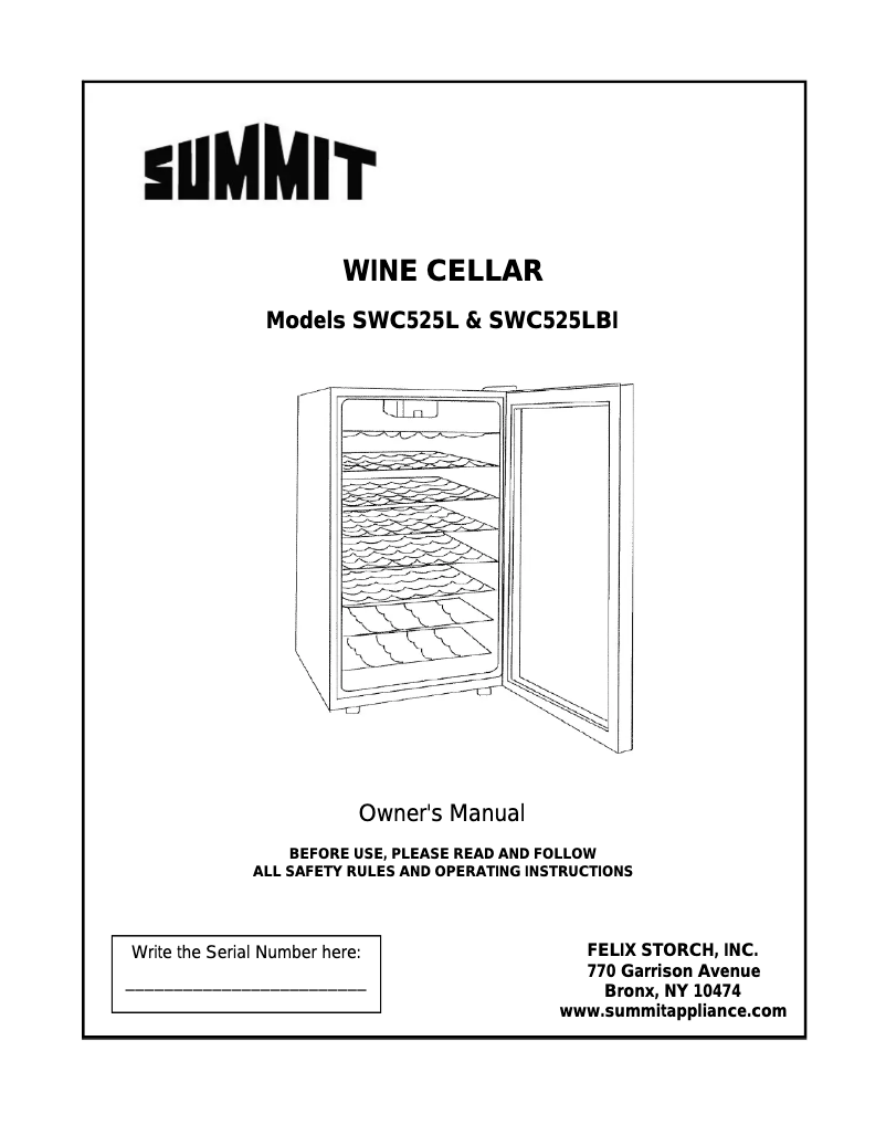 Page 1 de la notice Manuel utilisateur Summit SWC525LCSS