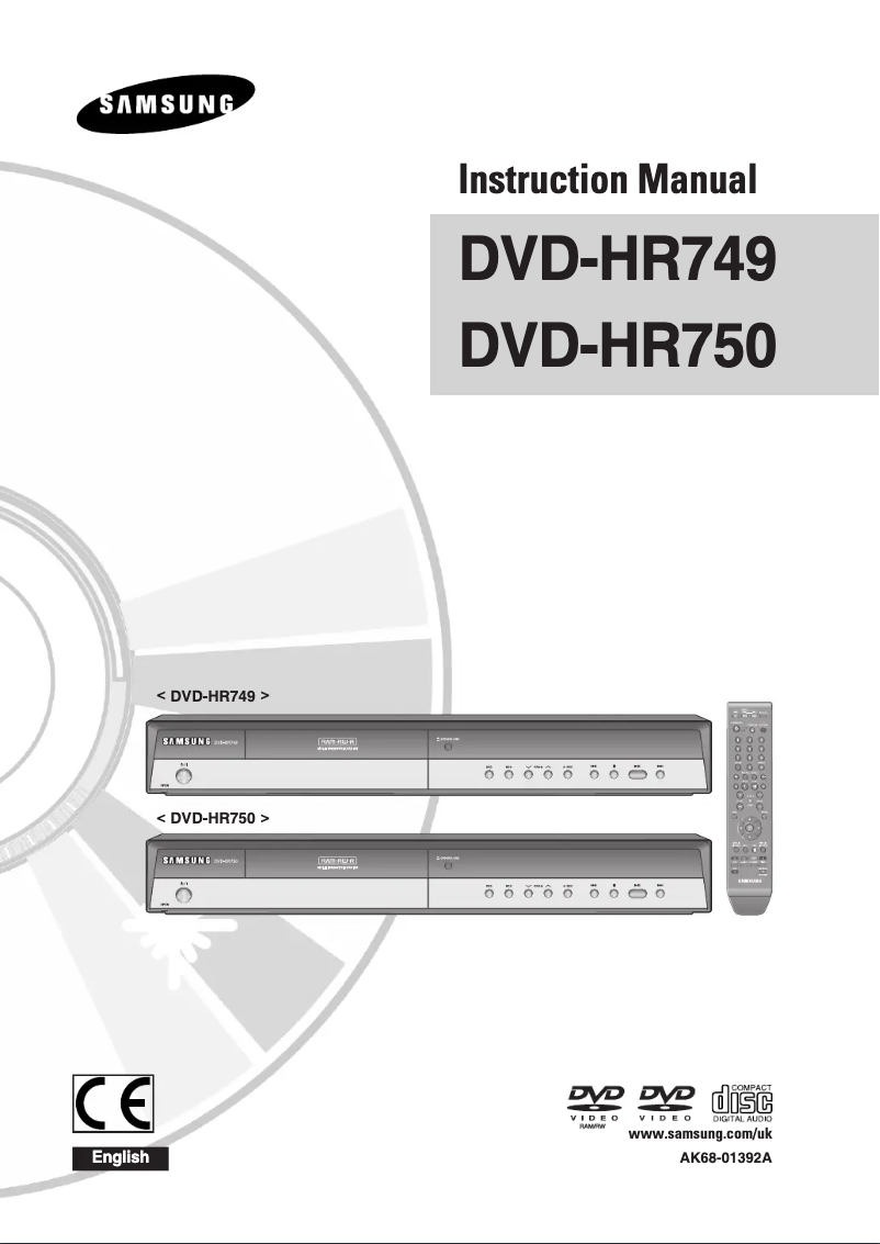 Page n°1 - Manuel utilisateur Samsung DVD-HR750