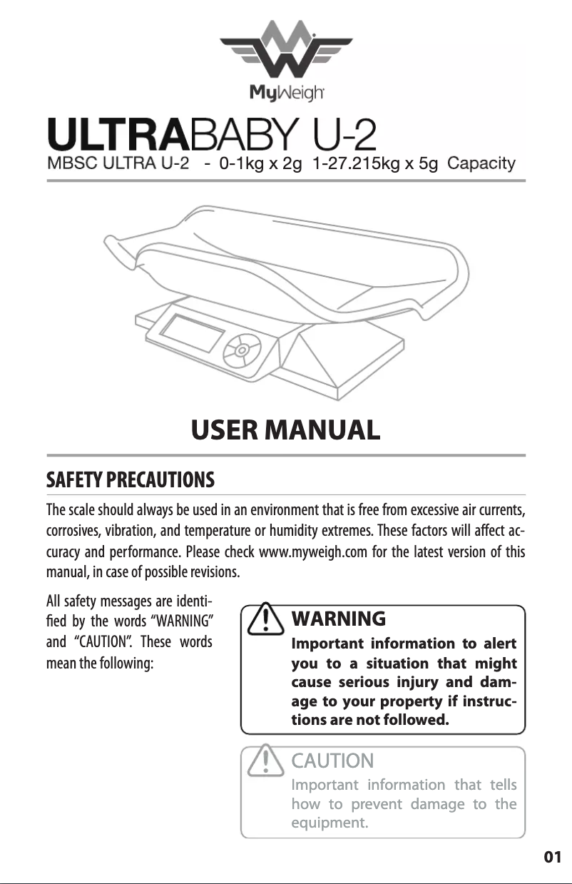 Page 1 de la notice Manuel utilisateur MyWeigh Ultrababy U-2
