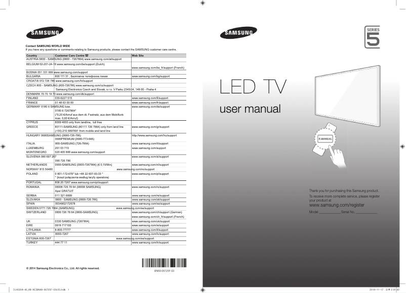 Página 1 del manual Guía de inicio rápido Samsung UE48H5204AK