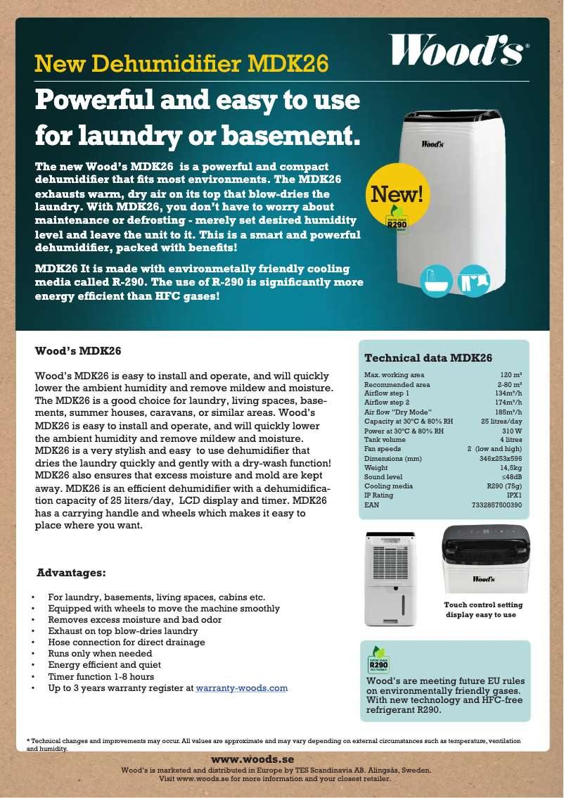 Page 1 de la notice Fiche technique Wood's MDK26
