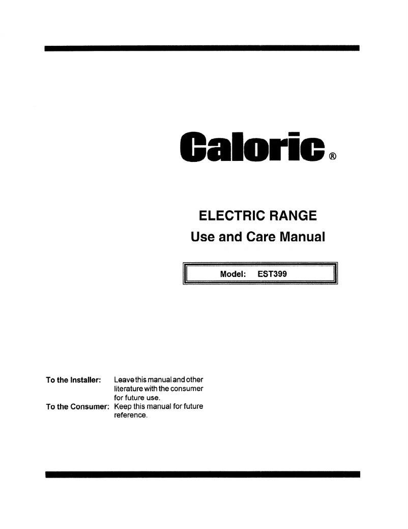 Page n°1 - Manuel utilisateur Caloric EST3992L