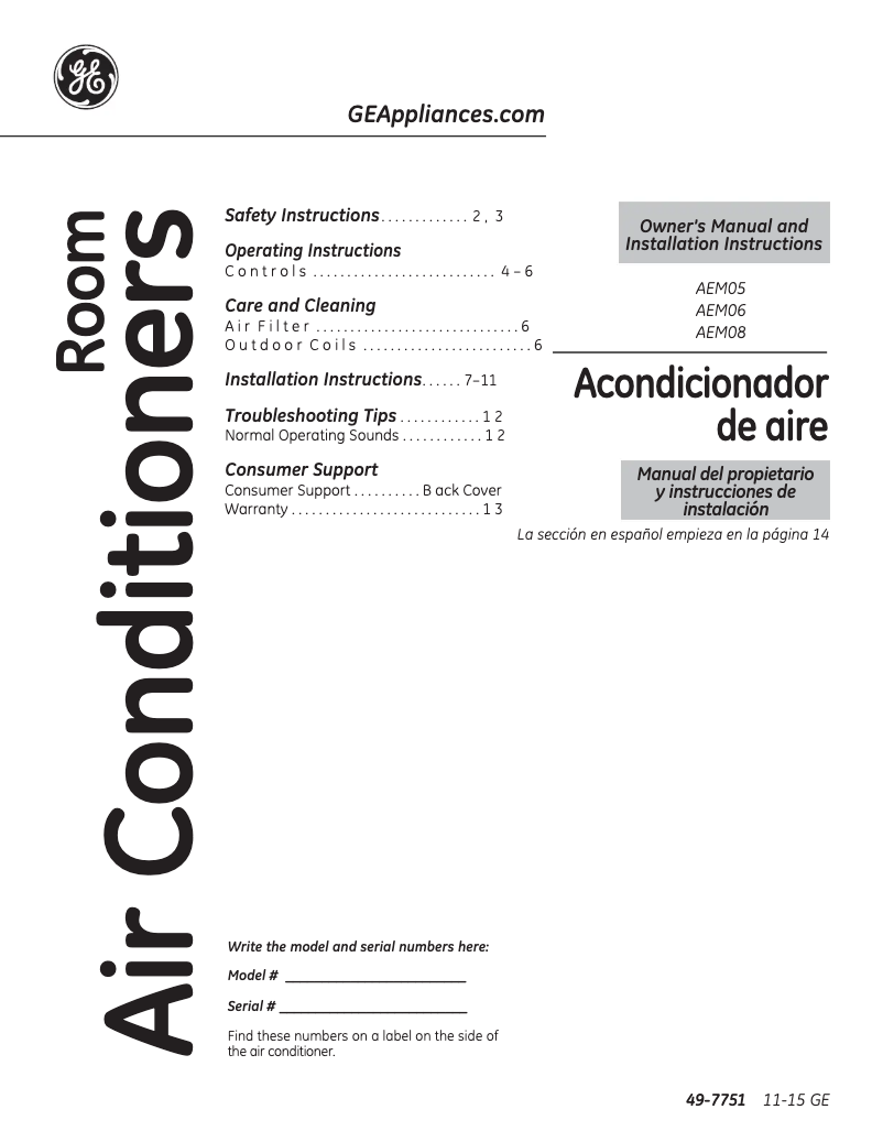 Image de la première page du manuel de l'appareil AEM08LV