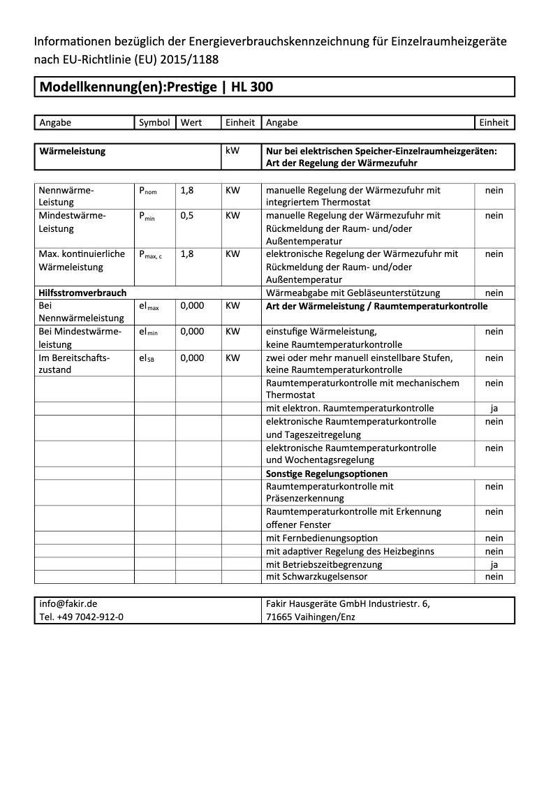 Image de la première page du manuel de l'appareil Prestige HL 300