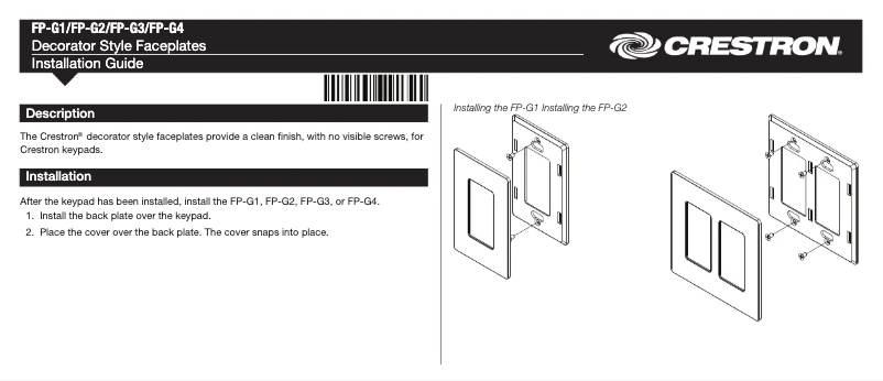 Página 1 del manual Manual de usuario Crestron FP-G1-B-S