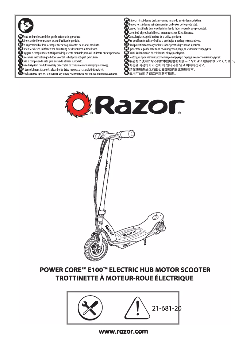 Page 1 de la notice Manuel utilisateur Razor Power Core E100