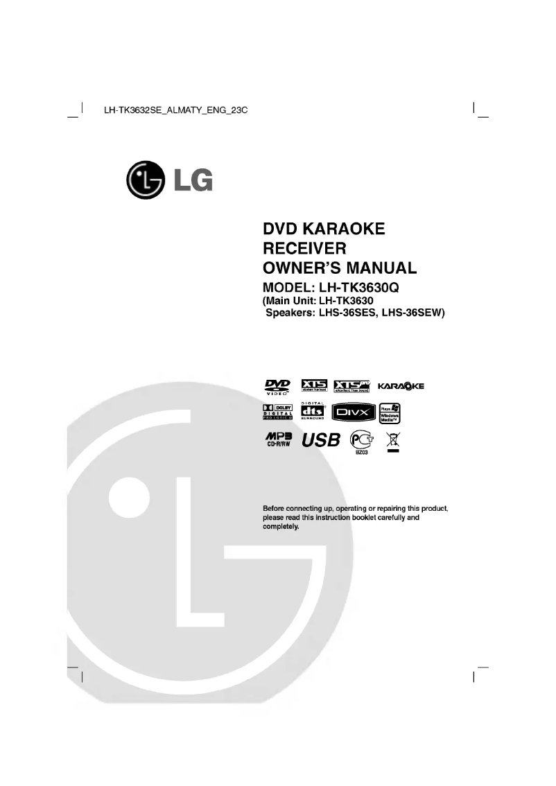 Page 1 de la notice Manuel utilisateur LG LH-TK3632SE