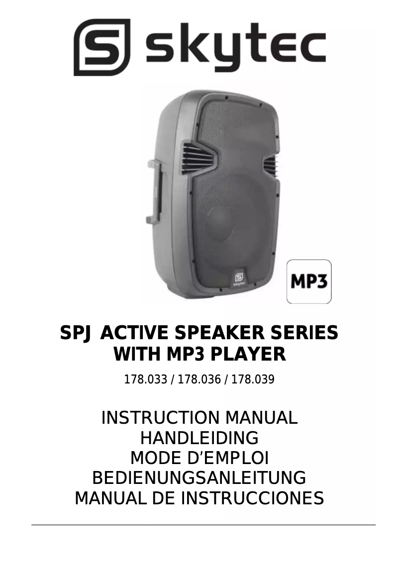 Image de la première page du manuel de l'appareil SPJ Active Speaker with MP3 178.033