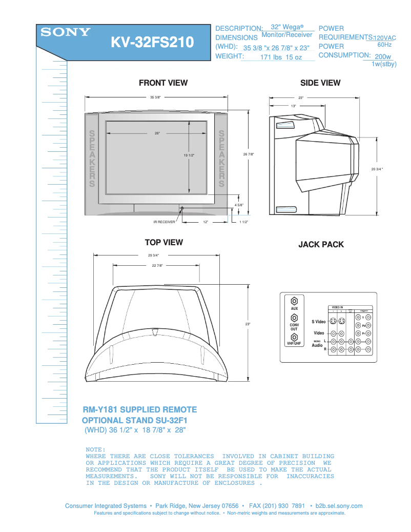 Página 1 del manual Guía de instalación Sony KV-32FS210