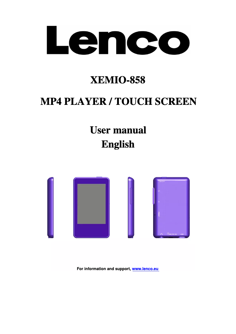 Page 1 de la notice Manuel utilisateur Lenco Xemio-858