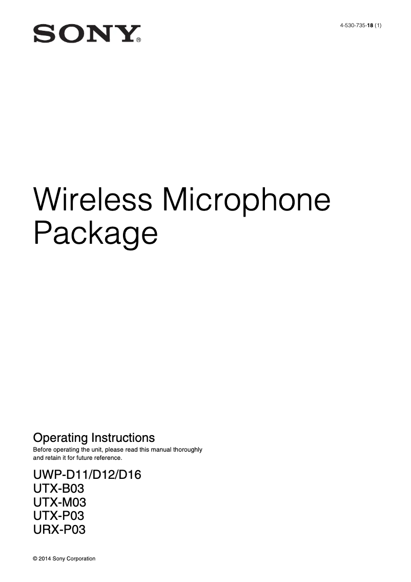 Page n°1 - Manuel utilisateur Sony UTX-B03