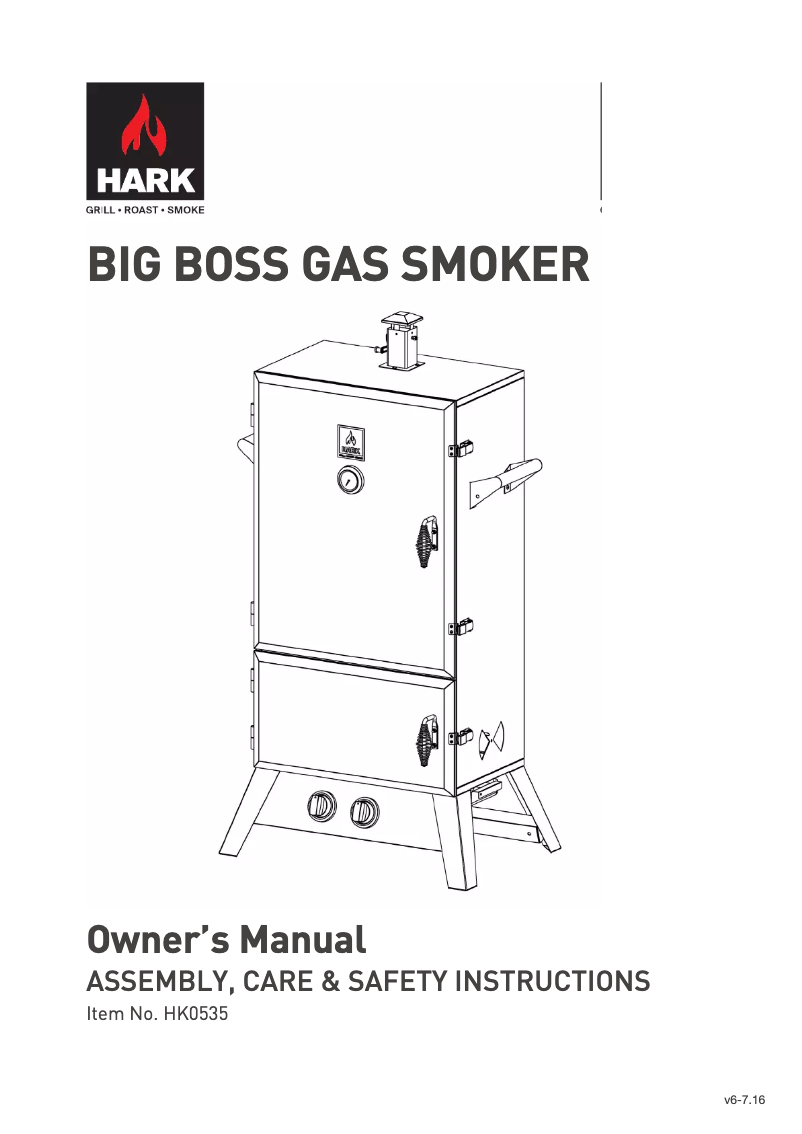 Página 1 del manual Manual de usuario Hark Big Boss Gas Smoker