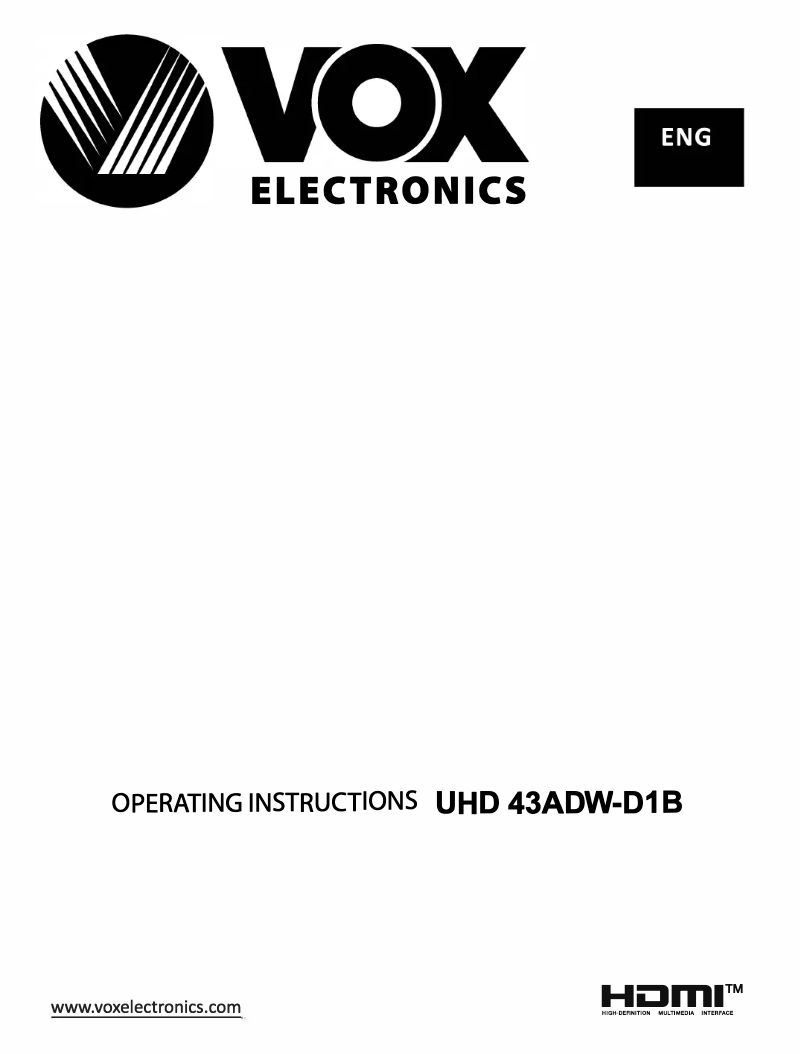 Page 1 de la notice Manuel utilisateur VOX LED 43ADW-D1B