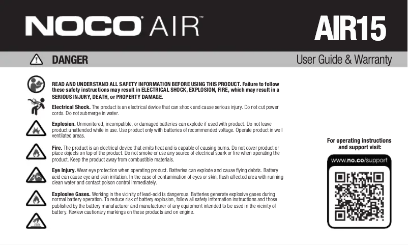 Page n°1 - Manuel utilisateur NOCO AIR15