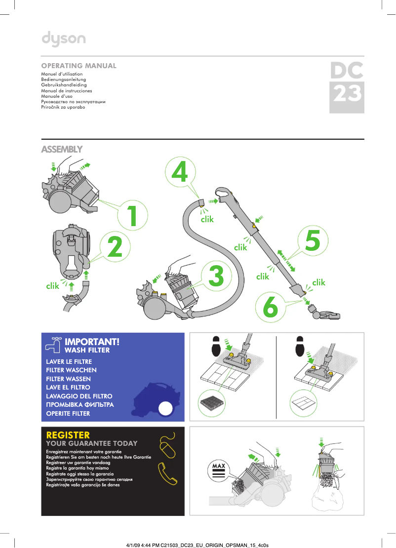 Image de la première page du manuel de l'appareil DC23 Stowaway