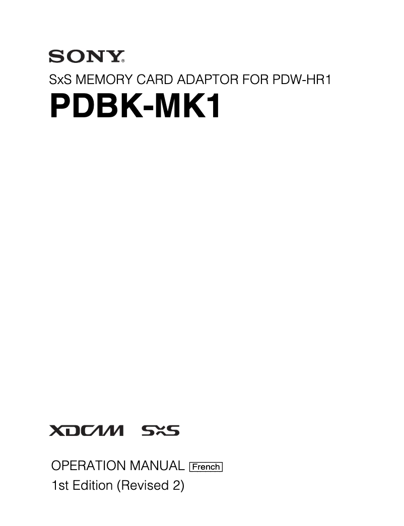 Page n°1 - Manuel utilisateur Sony PDBK-MK1