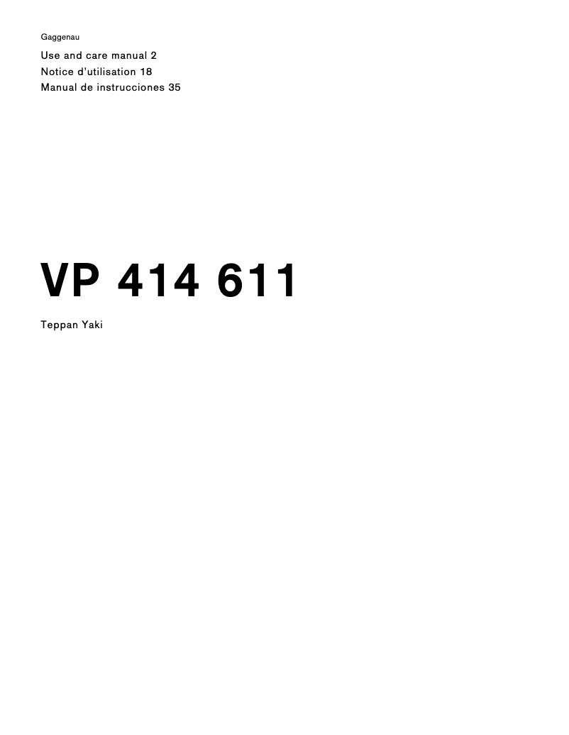 Image de la première page du manuel de l'appareil VP414611
