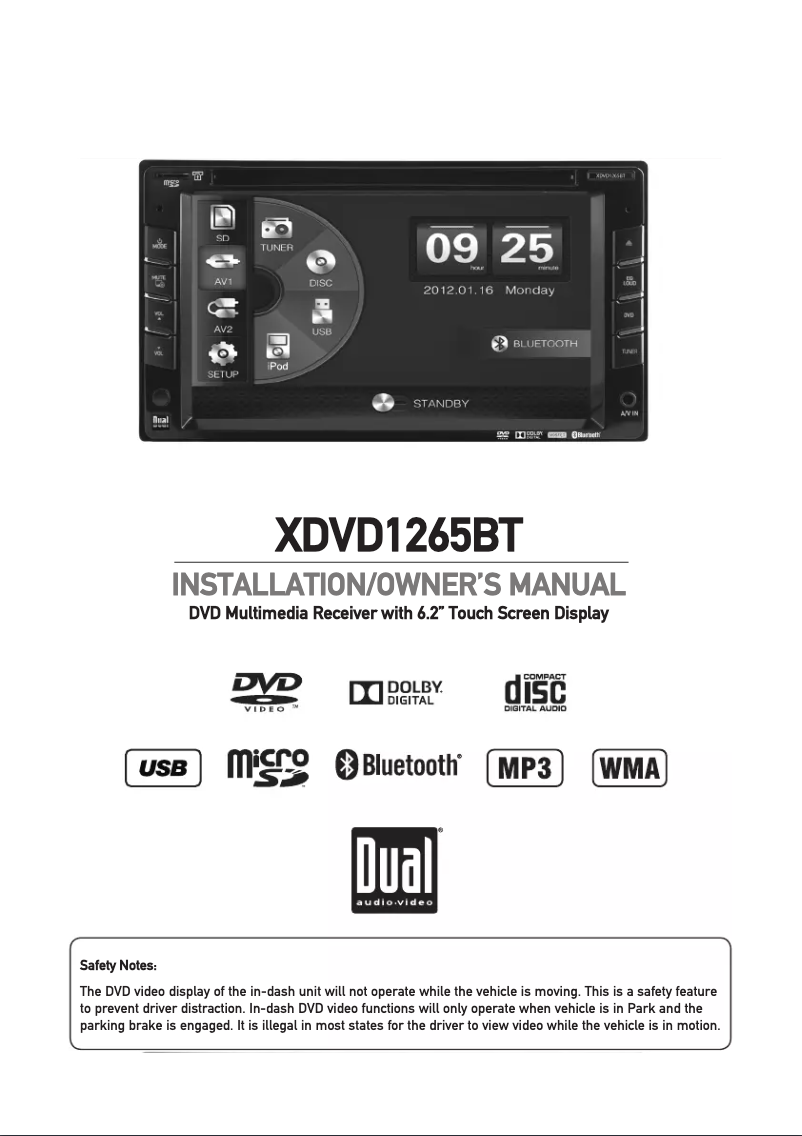 Página 1 del manual Manual de usuario Dual XDVD1265BT