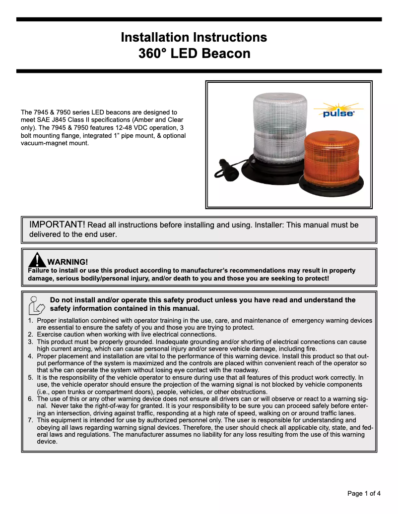 Page 1 de la notice Manuel utilisateur ECCO X7945
