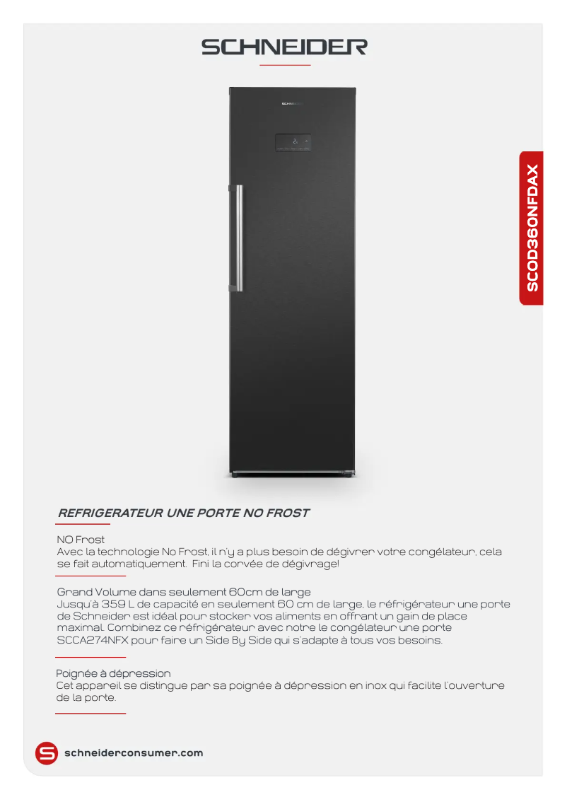 Page 1 de la notice Fiche technique Schneider SCOD360NFDAX