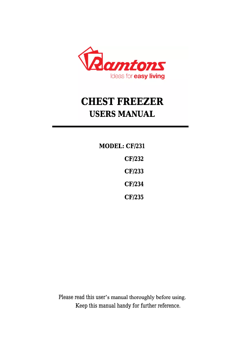 Page n°1 - Manuel utilisateur Ramtons CF/231