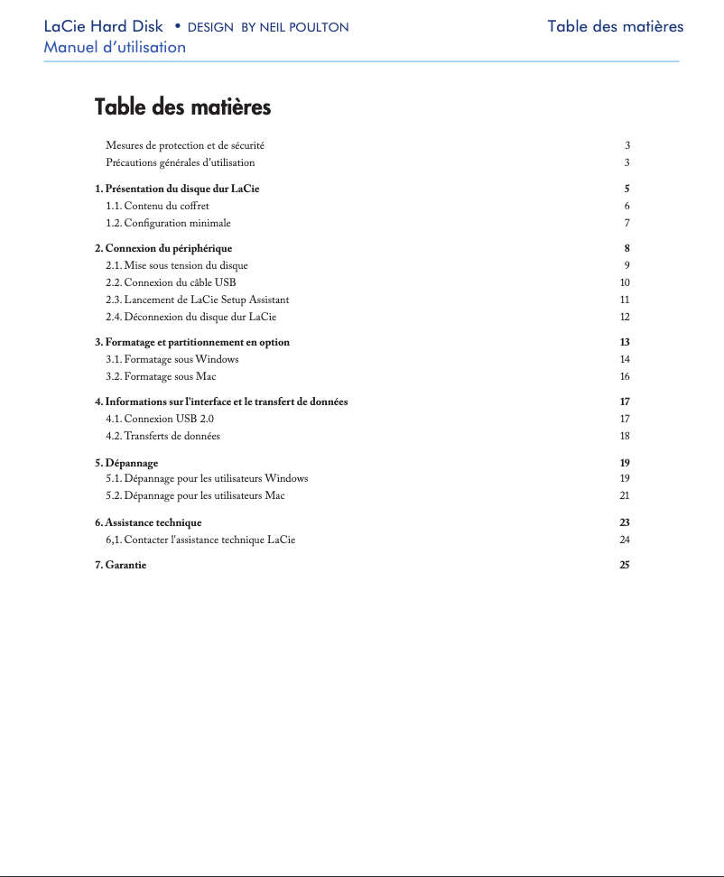 Page n°1 - Manuel utilisateur LaCie Hard Disk 301871EK