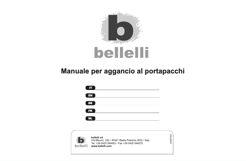 Page 1 de la notice Manuel utilisateur Bellelli B-Tourist