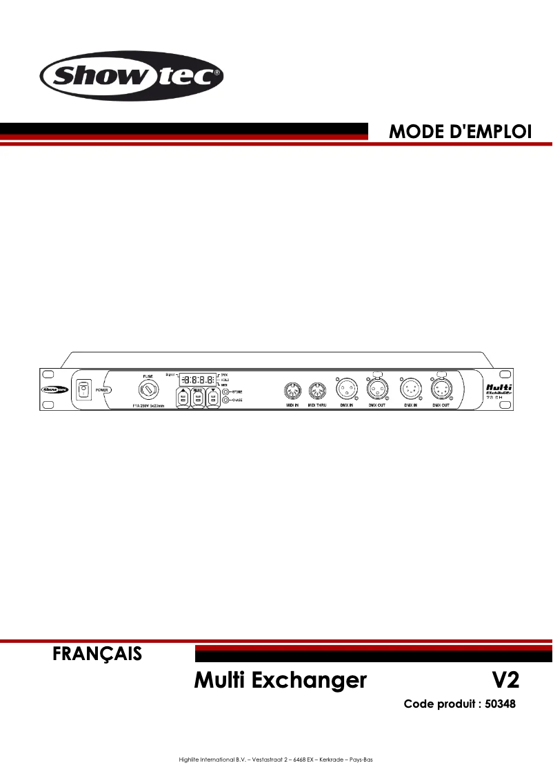 Page 1 de la notice Manuel utilisateur Showtec Multi Exchanger
