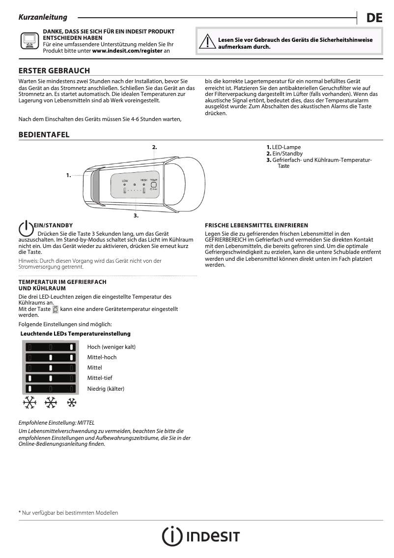 Page 1 de la notice Manuel utilisateur Indesit T 16 A1 D/I