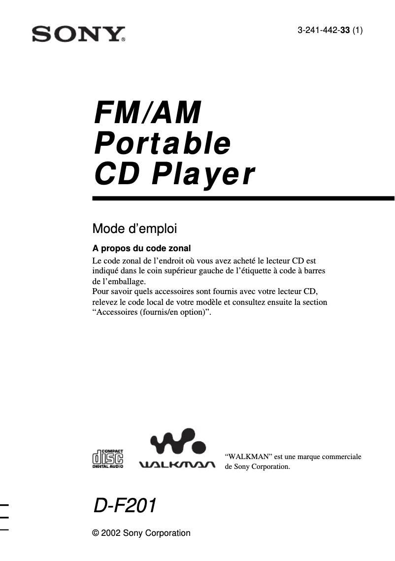 Image de la première page du manuel de l'appareil D-F201