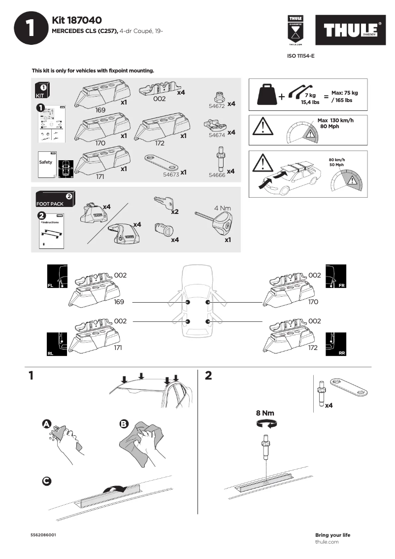Page 1 de la notice Manuel utilisateur Thule Kit 187040