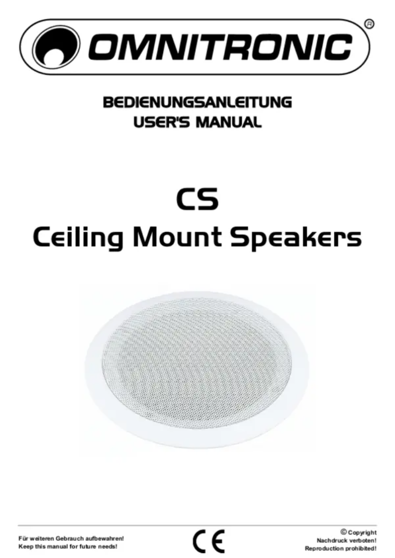 Page n°1 - Manuel utilisateur Omnitronic CS-5