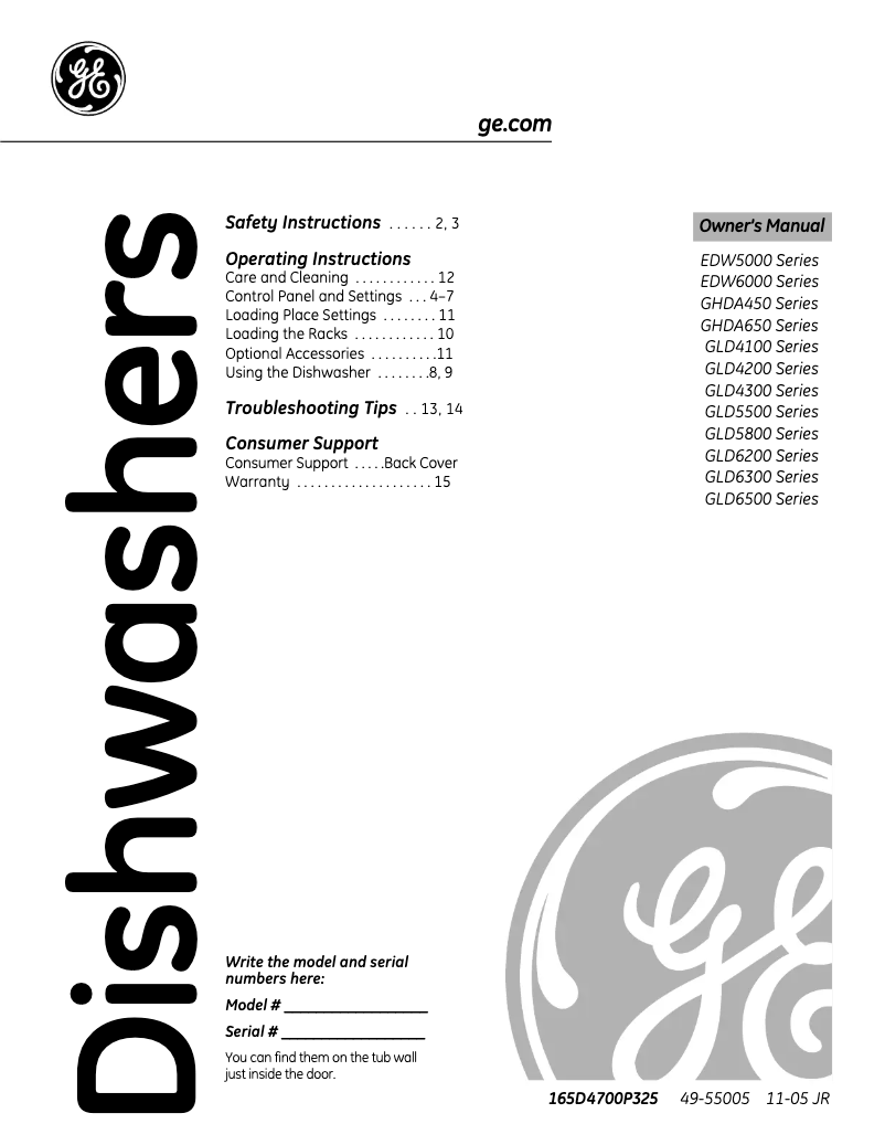 Page n°1 - Manuel d'utilisation et d'entretien GE GLD4200MBB