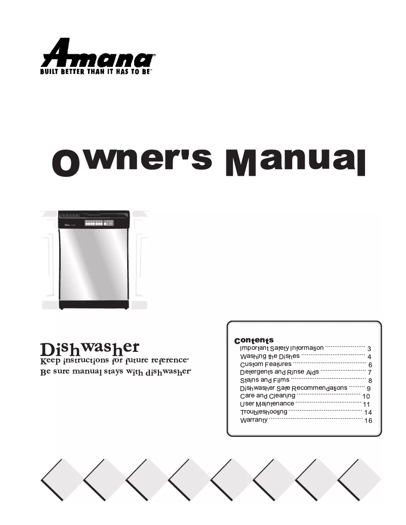 Page n°1 - Manuel utilisateur Amana ADW850EAS