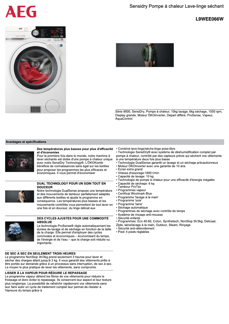 Image de la première page du manuel de l'appareil L9WEE066W