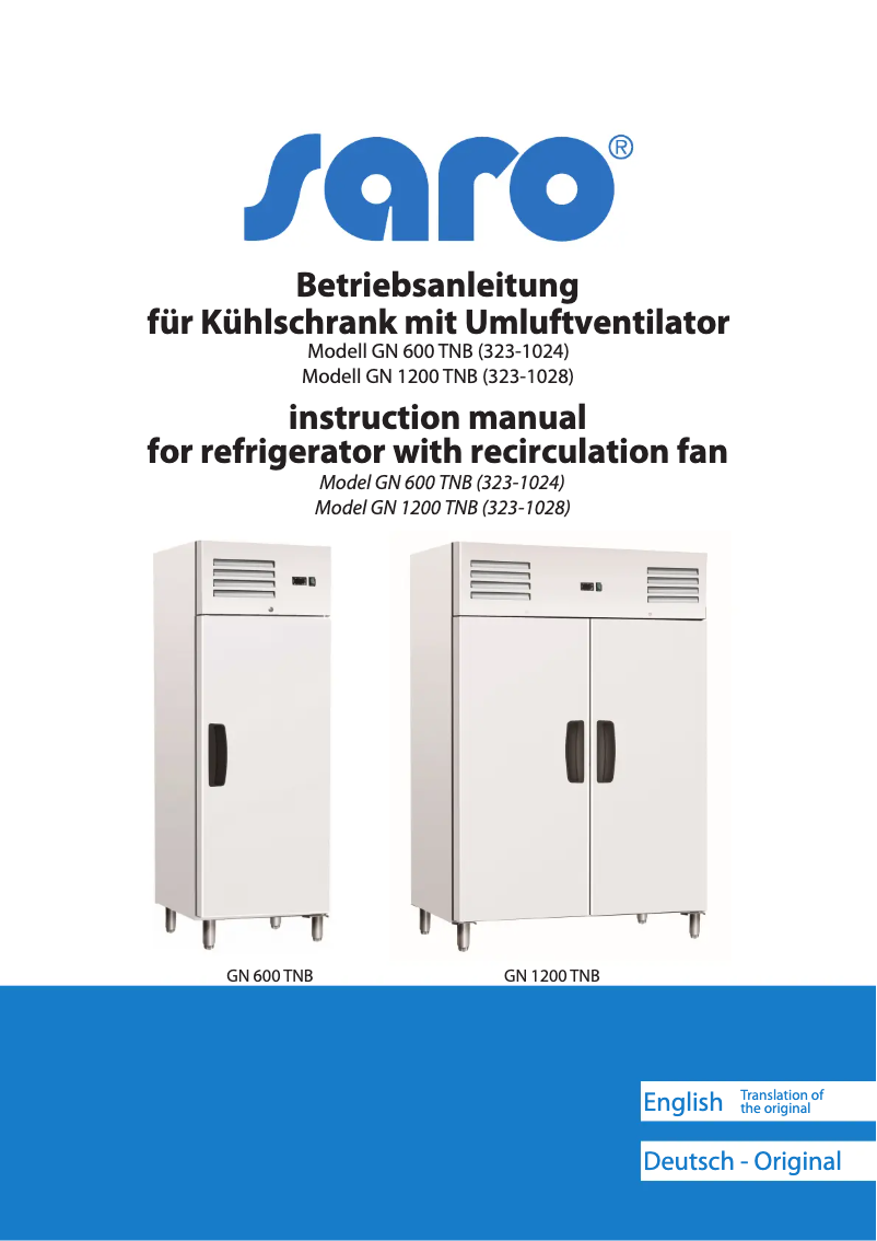 Page n°1 - Manuel utilisateur Saro GN 600 TNB