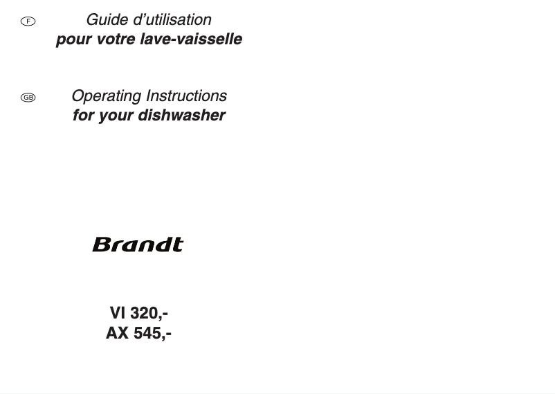 Page 1 de la notice Manuel utilisateur Brandt AX545
