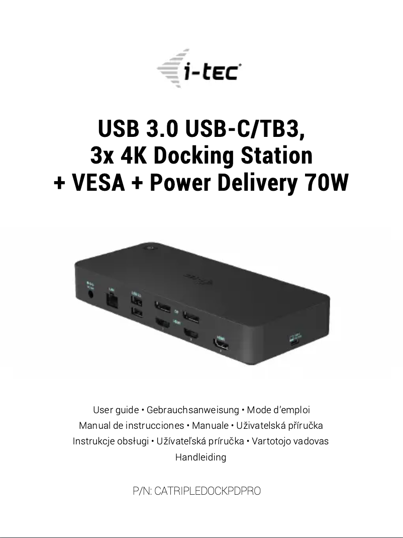 Page 1 de la notice Manuel utilisateur i-TEC CATRIPLEDOCKVGAPD