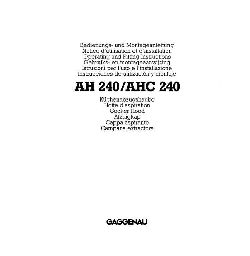 First page image of the manual for AHC 240