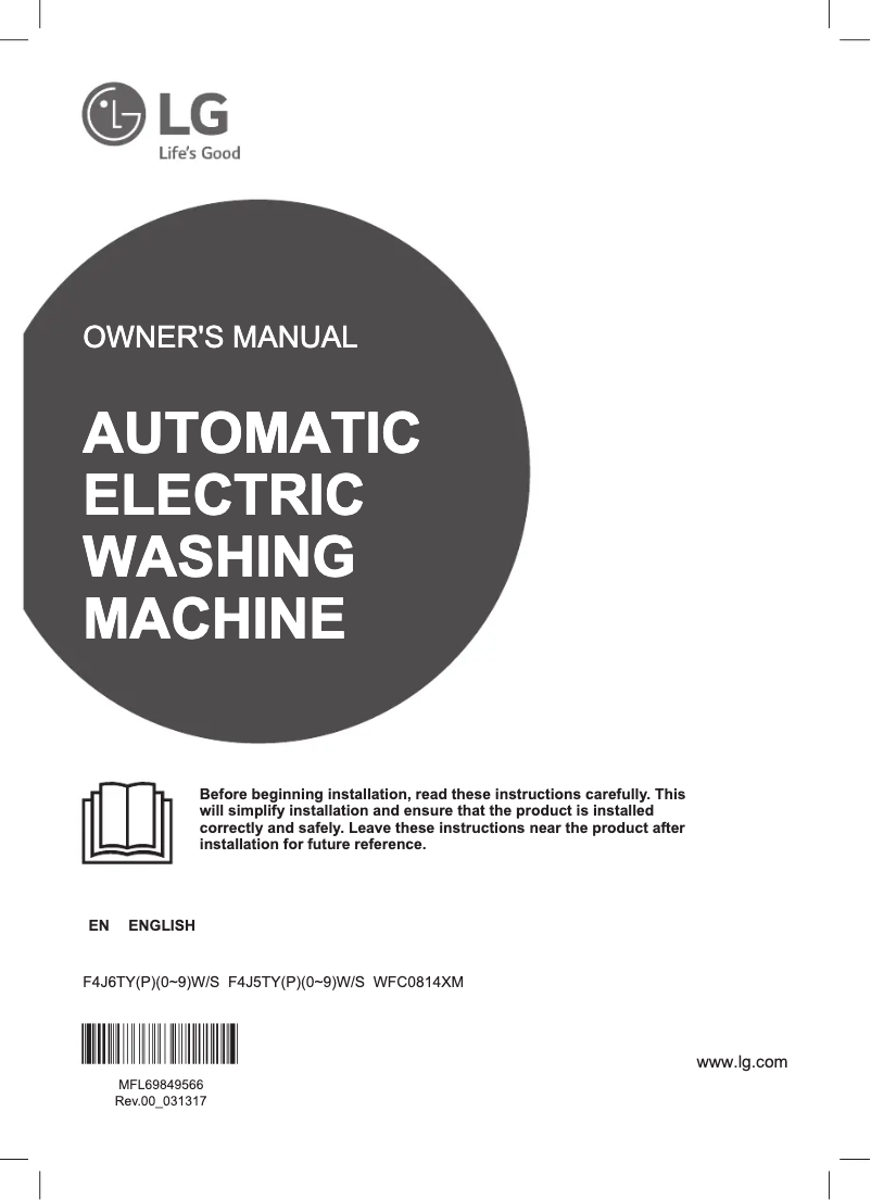 Image de la première page du manuel de l'appareil WFC0814XM