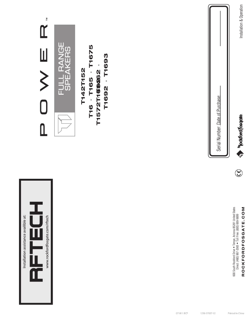 Page 1 de la notice Manuel utilisateur Rockford Fosgate T165