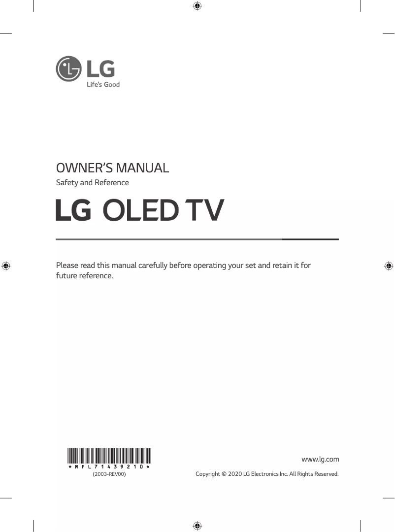 Page n°1 - Manuel utilisateur LG OLED65CXRLA