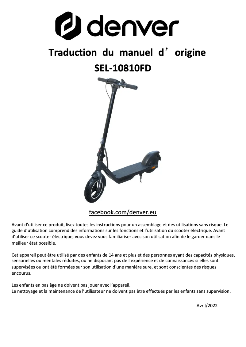 Página 1 del manual Manual de usuario Denver SEL-10810FD