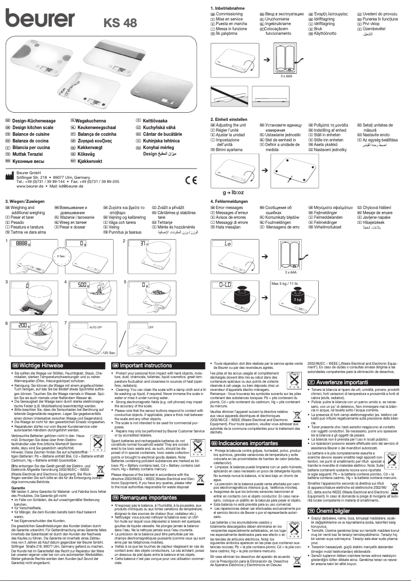 Page 1 de la notice Manuel utilisateur Beurer KS 48