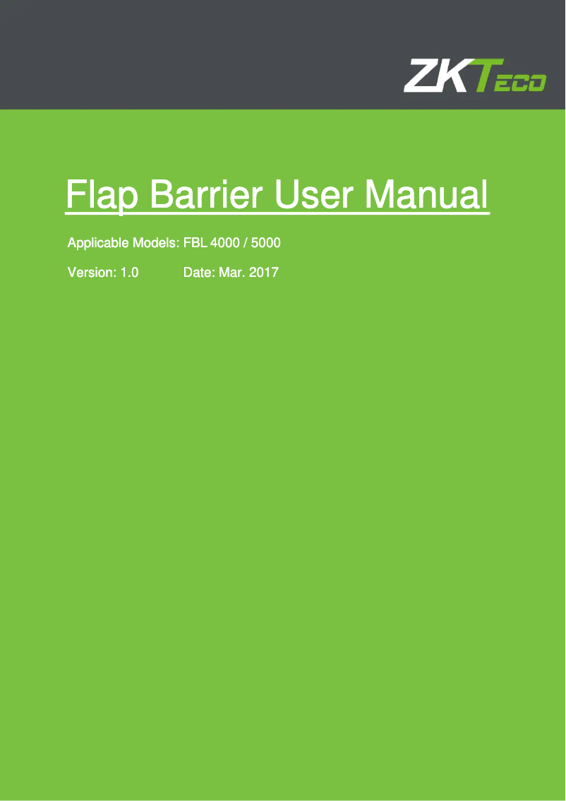 Page n°1 - Manuel utilisateur ZKTeco FBL4011